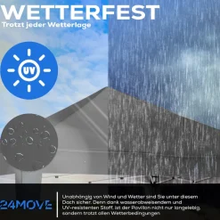 24MOVE® Pavillon Santos 3x3m Pop-Up UV-Schutz 50+ Wasserdicht & winterfest mit Tasche faltbar & stabil, für Camping & Garten Faltpavillon - Partyzelt Grau