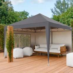 24MOVE® Pavillon Santos 3x3m Pop-Up UV-Schutz 50+ Wasserdicht & winterfest mit Tasche faltbar & stabil, für Camping & Garten Faltpavillon - Partyzelt Grau