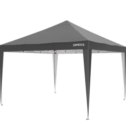 24MOVE® Pavillon Santos 3x3m Pop-Up UV-Schutz 50+ Wasserdicht & winterfest mit Tasche faltbar & stabil, für Camping & Garten Faltpavillon - Partyzelt Grau