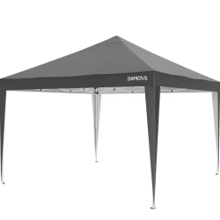 24MOVE® Pavillon Santos 3x3m Pop-Up UV-Schutz 50+ Wasserdicht & winterfest mit Tasche faltbar & stabil, für Camping & Garten Faltpavillon - Partyzelt Grau