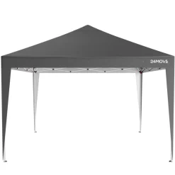 24MOVE® Pavillon Santos 3x3m Pop-Up UV-Schutz 50+ Wasserdicht & winterfest mit Tasche faltbar & stabil, für Camping & Garten Faltpavillon - Partyzelt Grau