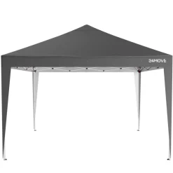24MOVE® Pavillon Santos 3x3m Pop-Up UV-Schutz 50+ Wasserdicht & winterfest mit Tasche faltbar & stabil, für Camping & Garten Faltpavillon - Partyzelt Grau
