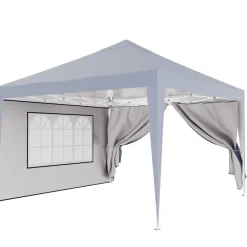 24MOVE® Pavillon Seitenteile 2er Set 2x3m mit Fenster & Reissverschluss, wasserdicht, blau - für Partyzelt, Festzelt, Festivals