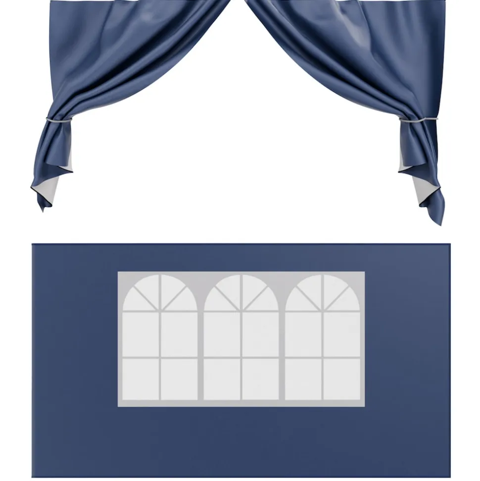 24MOVE® Pavillon Seitenteile 2er Set 2x3m mit Fenster & Reissverschluss, wasserdicht, blau - für Partyzelt, Festzelt, Festivals