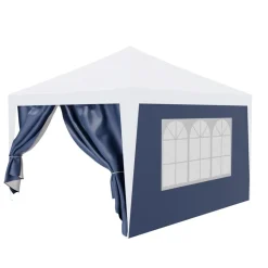 24MOVE® Pavillon Seitenteile 2er Set 2x3m mit Fenster & Reissverschluss, wasserdicht, blau - für Partyzelt, Festzelt, Festivals