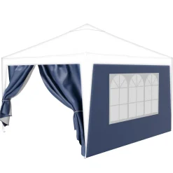 24MOVE® Pavillon Seitenteile 2er Set 2x3m mit Fenster & Reissverschluss, wasserdicht, blau - für Partyzelt, Festzelt, Festivals