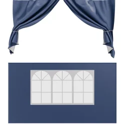 24MOVE® Pavillon Seitenteile 2er Set 2x3m mit Fenster & Reissverschluss, wasserdicht, blau - für Partyzelt, Festzelt, Festivals