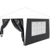 24MOVE® Pavillon Seitenteile 2er Set 2x3m mit Fenster & Reissverschluss, wasserdicht, grau - für Partyzelt, Festzelt, Festivals