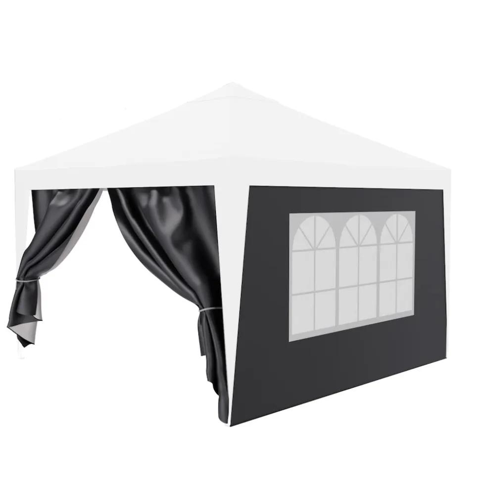 24MOVE® Pavillon Seitenteile 2er Set 2x3m mit Fenster & Reissverschluss, wasserdicht, grau - für Partyzelt, Festzelt, Festivals
