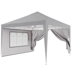 24MOVE® Pavillon Seitenteile 2er Set 2x3m mit Fenster & Reissverschluss, wasserdicht, grau - für Partyzelt, Festzelt, Festivals