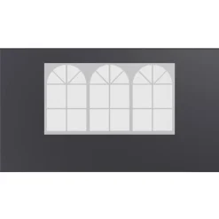 24MOVE® Pavillon Seitenteile 2er Set 2x3m mit Fenster & Reissverschluss, wasserdicht, grau - für Partyzelt, Festzelt, Festivals