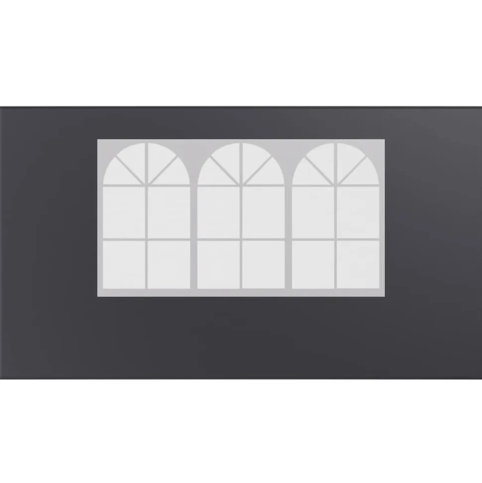 24MOVE® Pavillon Seitenteile 2er Set 2x3m mit Fenster & Reissverschluss, wasserdicht, grau - für Partyzelt, Festzelt, Festivals