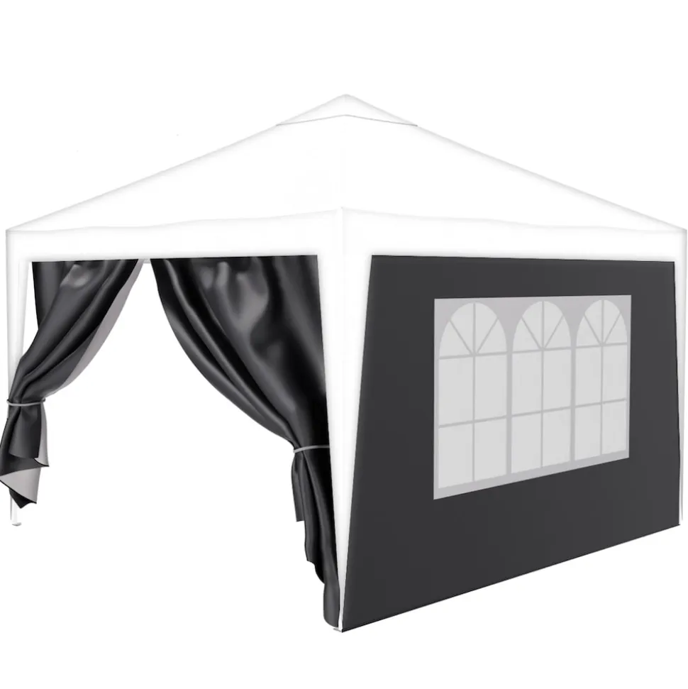 24MOVE® Pavillon Seitenteile 2er Set 2x3m mit Fenster & Reissverschluss, wasserdicht, grau - für Partyzelt, Festzelt, Festivals