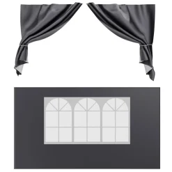 24MOVE® Pavillon Seitenteile 2er Set 2x3m mit Fenster & Reissverschluss, wasserdicht, grau - für Partyzelt, Festzelt, Festivals