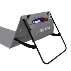 24MOVE® Strandmatte 1er Set klappbar mit Rückenlehne, Strandliege mit Gurt, tragbar für Strand und Garten, Liegematte grau