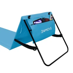 24MOVE® Strandmatte 1er Set klappbar mit Rückenlehne, Strandliege mit Gurt, tragbar für Strand und Garten, Liegematte blau
