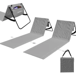 24MOVE® Strandmatte 2er Set klappbar mit Rückenlehne, Strandliege mit Gurt, tragbar für Strand und Garten, Liegematte grau
