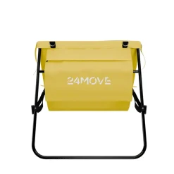 24MOVE® Strandmatte 1er Set klappbar mit Rückenlehne, Strandliege mit Gurt, tragbar für Strand und Garten, Liegematte gelb