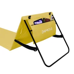 24MOVE® Strandmatte 1er Set klappbar mit Rückenlehne, Strandliege mit Gurt, tragbar für Strand und Garten, Liegematte gelb
