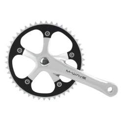 M-Wave 1-fach Kurbelgarnitur Kurbel 44 46 Zähne 165 mm JIS Vierkant Tretkurbel Fahrradkurbel Kettenradgarnitur Singlespeed Fixie