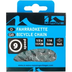 M-Wave Ninespeed Fahrradkette 9-fach Fahrrad Kette 116 Glieder Schaltungskette mit Verschlussglied 1/2" x 11/128"