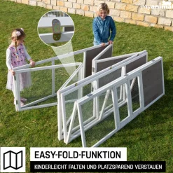 MyAnimal Hasenstall MH-06 Freilaufgehege, Kaninchenstall XXL, mit Unterstand, Simple-Fold, Vollholz (Grau)