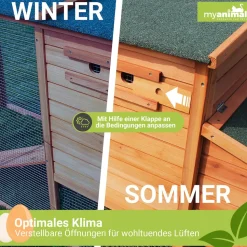 MyAnimal Hühnerstall für 4 Hühner MH-04 mit Eiablage, wasserabweisendes Dach, schutzimprägniert (Grau)