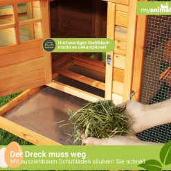 MyAnimal Hühnerstall für 4 Hühner MH-04 mit Eiablage, wasserabweisendes Dach, schutzimprägniert (Grau)