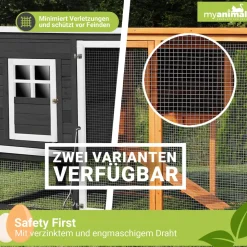MyAnimal Hühnerstall für 4 Hühner MH-04 mit Eiablage, wasserabweisendes Dach, schutzimprägniert (Grau)