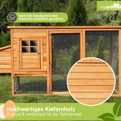 MyAnimal Hühnerstall für 4 Hühner MH-04 mit Eiablage, wasserabweisendes Dach, schutzimprägniert (Grau)