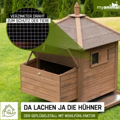 MyAnimal Hühnerstall für 3 Hühner MH-11 mit Nistkasten, Hühnerhaus schutzimprägniert, Dach abnehmbar