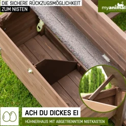 MyAnimal Hühnerstall für 3 Hühner MH-11 mit Nistkasten, Hühnerhaus schutzimprägniert, Dach abnehmbar
