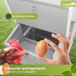 MyAnimal Hühnerstall für 3 Hühner MH-21 mit Eiablage, Dach wasserabweisend, verzinkter Draht