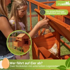 MyAnimal Hühnerstall XXL für 8 Hühner MH-22, Hühnerhaus mit zwei Nistkästen, Auslauf, zwei Ebenen (Grau/Weiß 2.0)