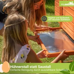 MyAnimal Hühnerstall XXL für 8 Hühner MH-22, Hühnerhaus mit zwei Nistkästen, Auslauf, zwei Ebenen (Grau/Weiß 2.0)
