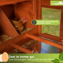 MyAnimal Hühnerstall XXL für 8 Hühner MH-22, Hühnerhaus mit zwei Nistkästen, Auslauf, zwei Ebenen (Grau/Weiß 2.0)