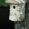 Naturbelassener Birkenholz-Nistkasten, Nisthilfe für Wildvögel, Loch Ø 32 mm, 14 x 14 x 22 cm, Birke