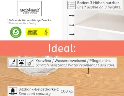 needs&wants® Katzenschrank groß für Katzentoilette XXL aus Holz mit Schuhschrank Sitzkommode, Katzenklo-Schrank Kommode, Design Katzenhaus Toilette Klo, 110 x 50 x 53 cm, weiß braun