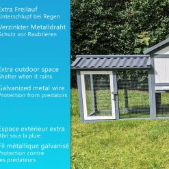 NYVI Hasenstall Picasso mit Auslauf - Grau - XXL Kleintierstall mit Gehege - PVC Dach - Winterfest & Wetterfest für Draußen
