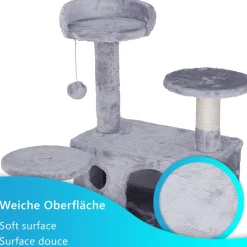 NYVI Katzen Kratzbaum Luzifer 134 cm Grau - Deluxe Katzenbaum mit Katzenhöhlen, Plattformen, Katzenspielzeug und Sisal Kratzsäule