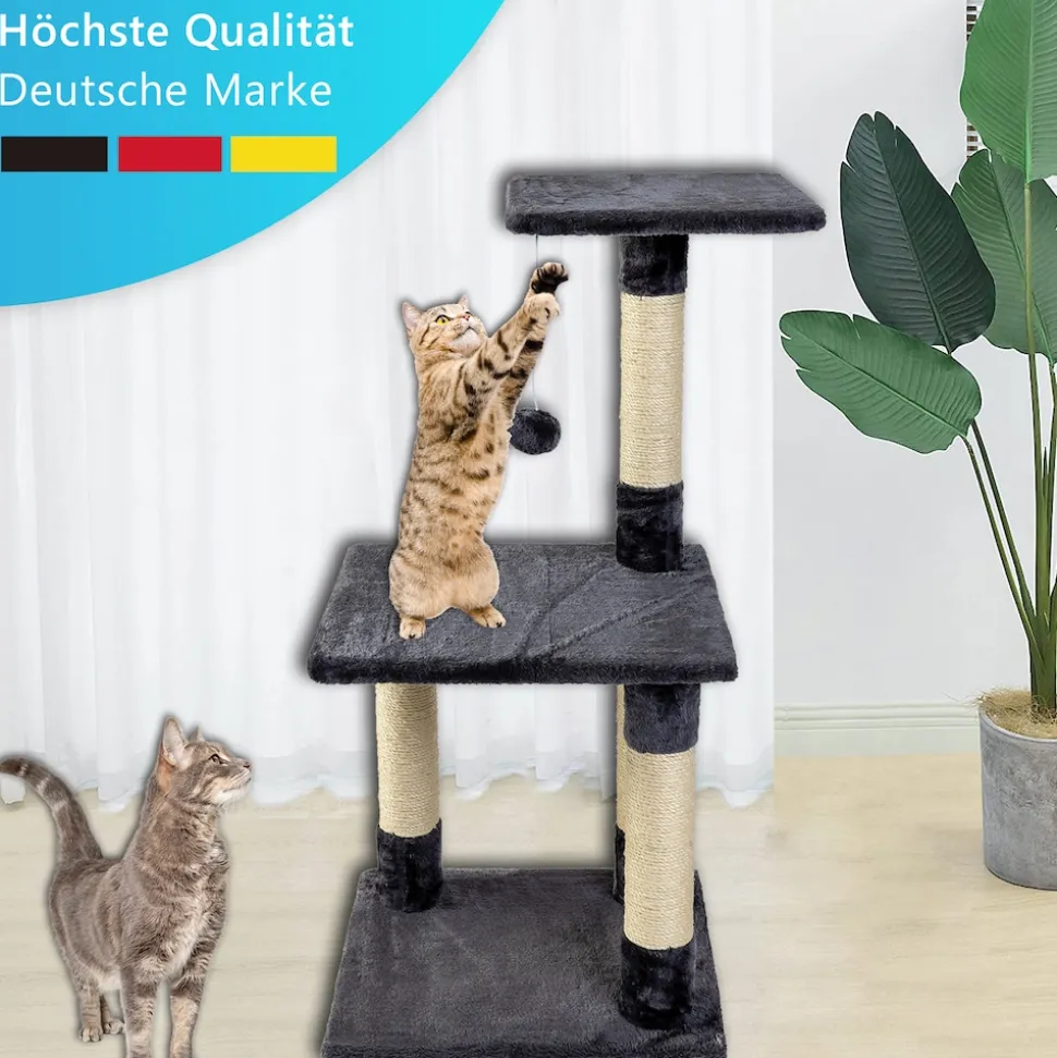 NYVI Katzen Kratzbaum Trient 85 cm groß anthrazit - Deluxe Mini Katzenbaum