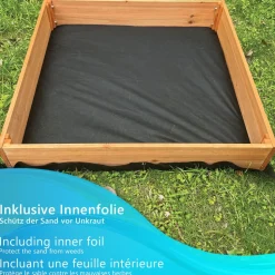 NYVI Kinder Sandkasten NYVIKids Torino 90x90 cm - Sandkasten mit Innenfolie