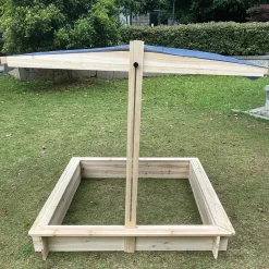 NYVI Sandkasten mit verstellbarem Sonnenschutz 126x118,5x115 cm - Holz - Schutz vor Verunreinigungen, Outdoor Spielkasten