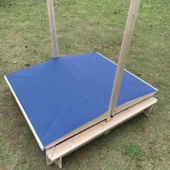 NYVI Sandkasten mit verstellbarem Sonnenschutz 126x118,5x115 cm - Holz - Schutz vor Verunreinigungen, Outdoor Spielkasten
