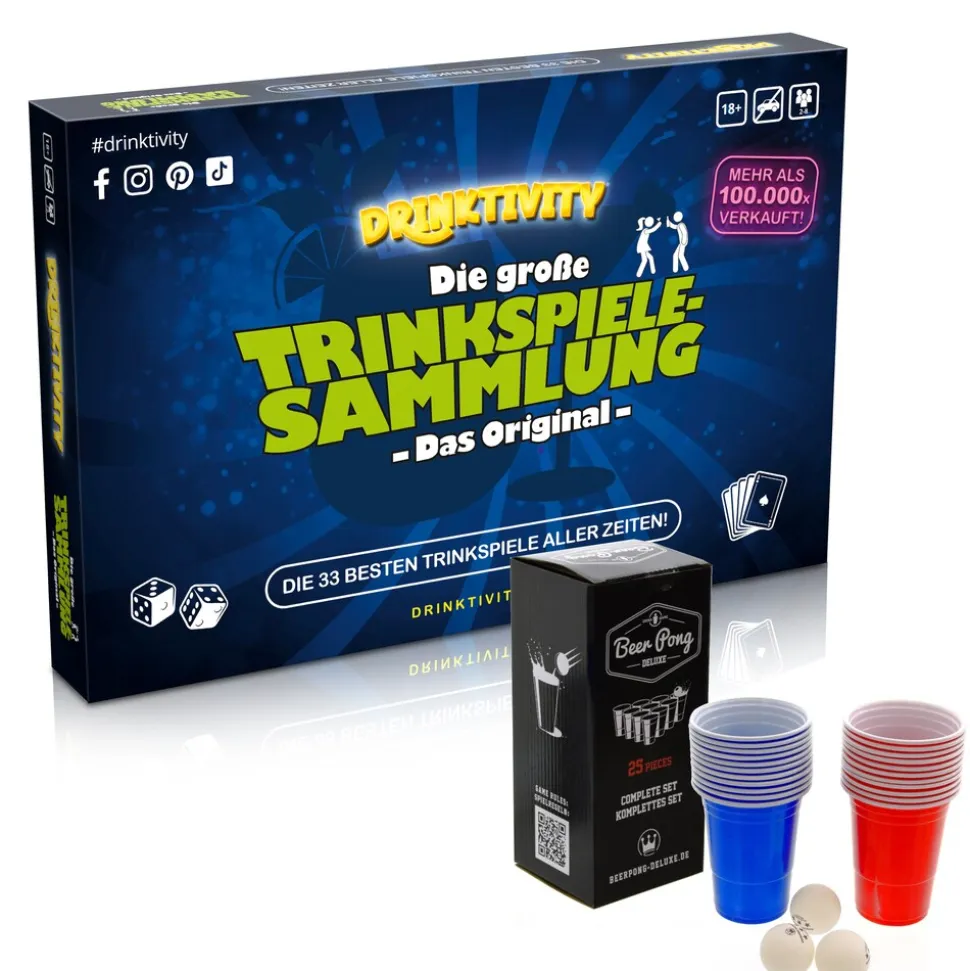 Party BUNDLE Trinkspiel Sammlung Drinktivity mit Beerpong Set für ab 18 Jahren