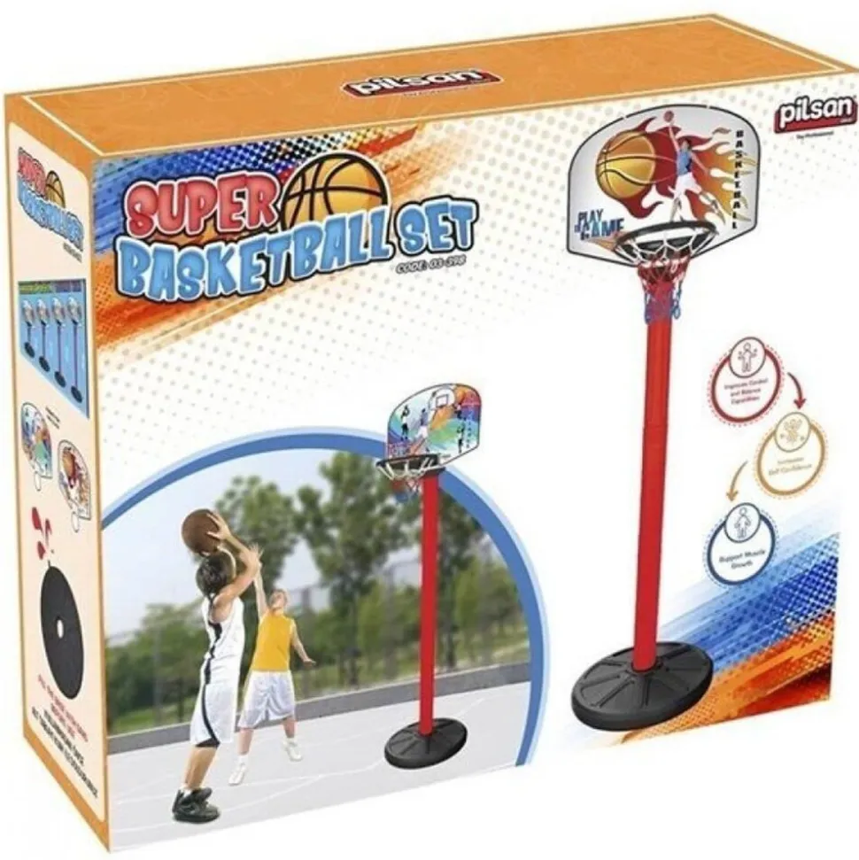 Pilsan Basketball-Set 03398 Ständer Höhe einstellbar Kunststoffball ab 3 Jahre bunt