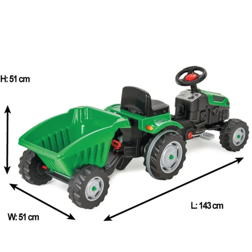 Pilsan Kindertraktor Active Pedale 07316 grün mit Anhänger ab 3 Jahren bis 50 kg