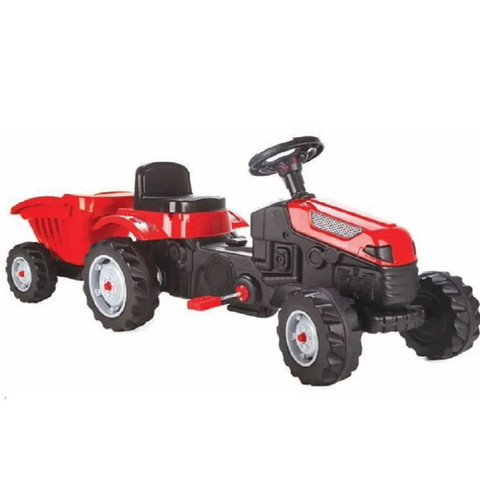 Pilsan Kindertraktor Active Pedale 07316 rot mit Anhänger, einstellbarer Sitz