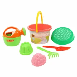 Polesie Sandspielzeug Set 0658 Eimer Schaufel Gießkanne Förmchen Rechen 6-teilig bunt