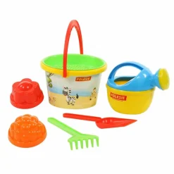 Polesie Sandspielzeug Set 0658 Eimer Schaufel Gießkanne Förmchen Rechen 6-teilig bunt